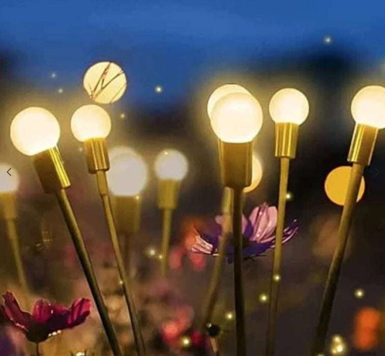 Set 2 Lampi solare LED Alb Cald cu 6 bulbi decoratiune gradina licurici