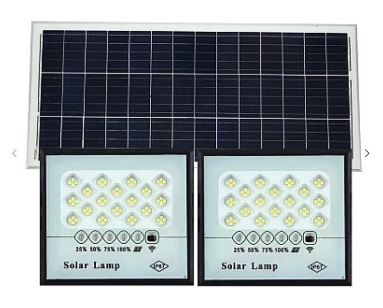 Beállítva 2 napenergia -kivetítő 2 x 50w + 1 fotovoltaikus panel