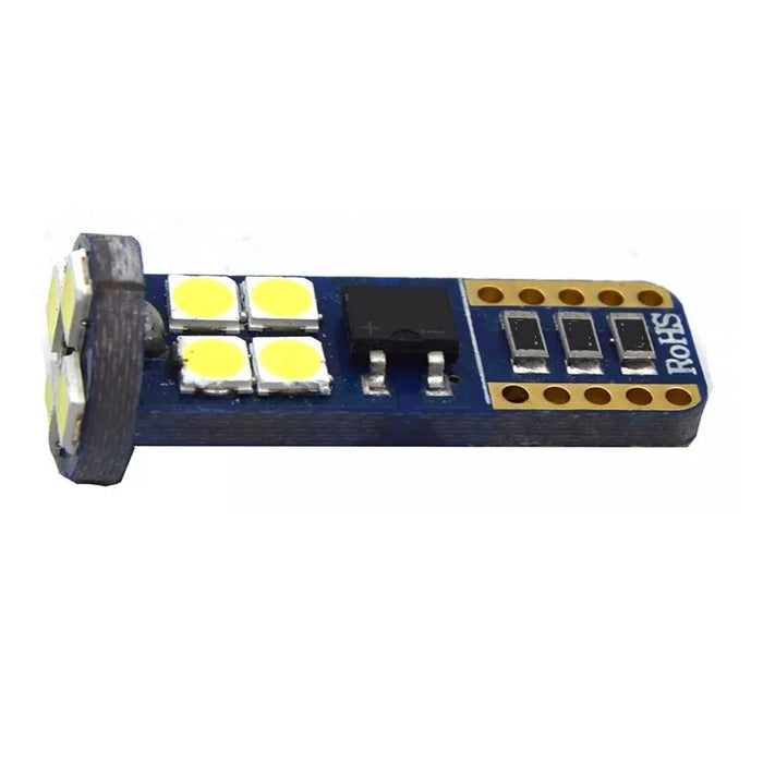 Set 2 becuri LED T10 SMD, Canbus, 5W, 12 led-uri, 620Lm, 6500K, alba-rece