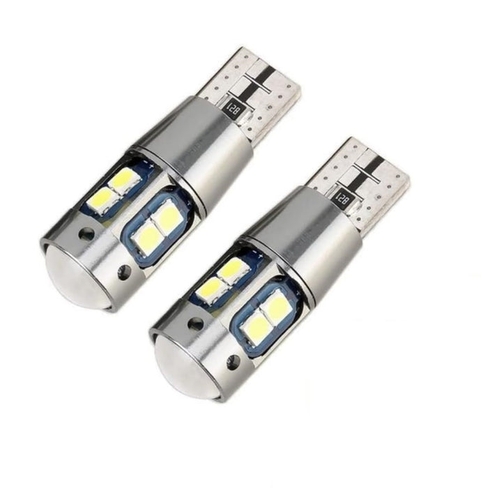 2 autó LED -es izzók készlete, T10 W5W, 10 LED -mel, Canbus, 6000K, fehér