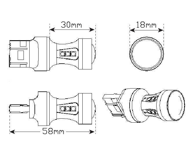 Set 2 becuri auto LED 1156, cu 18 SMD, Canbus, 6000K, 15W, lumina alba-rece