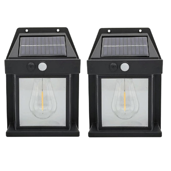 Set 2 x Lampi Solare de Perete 2W, 600LM, rezistenta la apa IP65, pentru gradina sau casa, negru