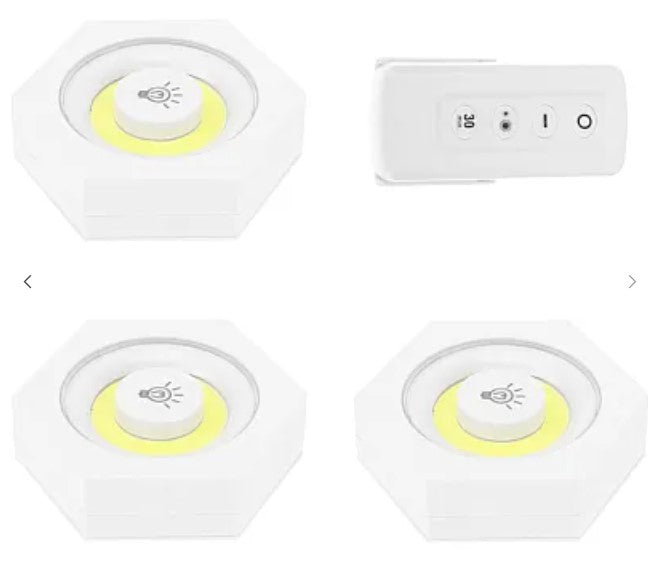 3 LED -es COB hatszögletű lámpák készlete távirányítóval és egyedi gombokkal