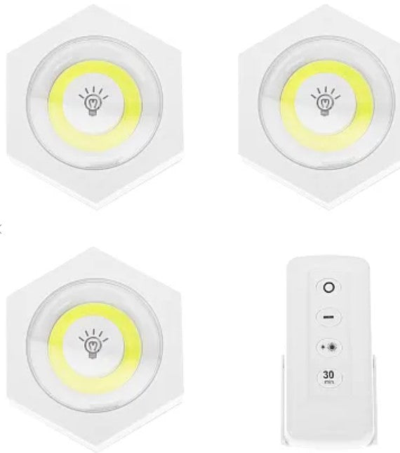 Set 3 Lampi Hexagonale LED Cob cu telecomanda si Butoane individuale