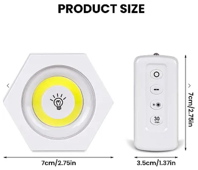 3 LED -es COB hatszögletű lámpák készlete távirányítóval és egyedi gombokkal