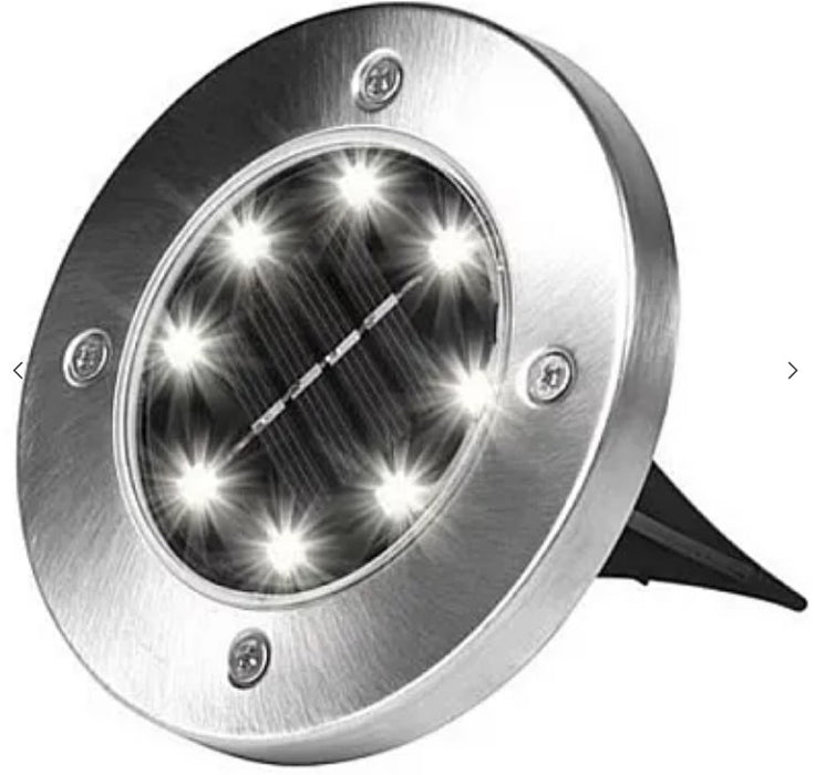 Set 4 Lampi Solare metalice Disk Lights pentru podele sau pamant, gradina, terasa, balcon, scari