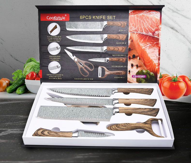 Set 4 cutite de bucatarie, foarfeca si decojitor CooKstyle CS-0238D