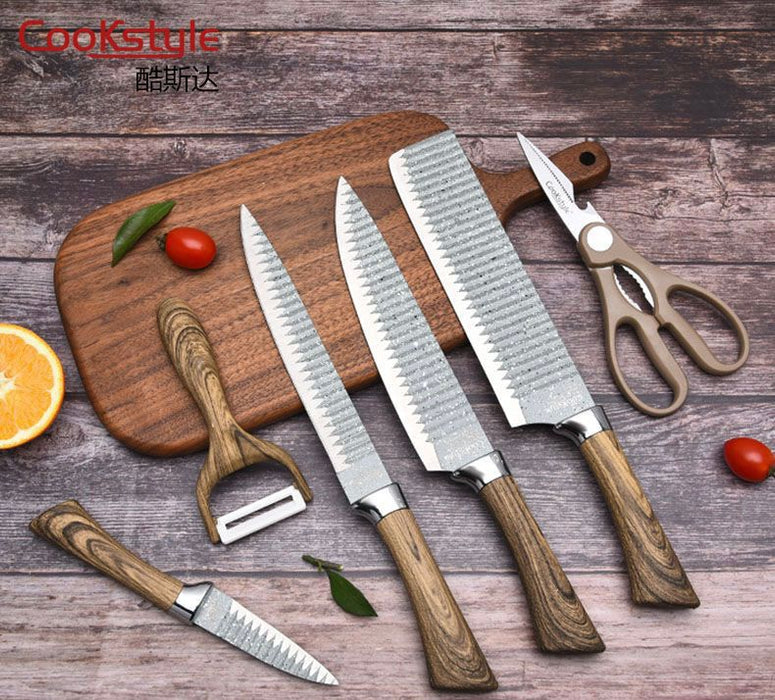 Set 4 cutite de bucatarie, foarfeca si decojitor CooKstyle CS-0238D