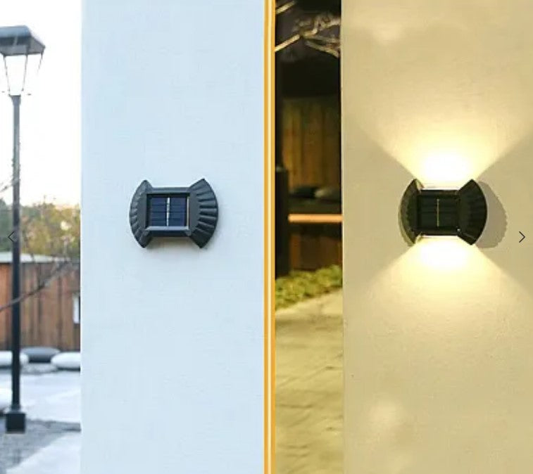 Set 4 lampi solare exterioare pentru perete iluminare sus-jos