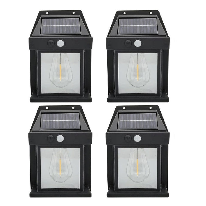 Set 4 x Lampi Solare de Perete 2W, 600LM, rezistenta la apa IP65, pentru gradina sau casa, negru