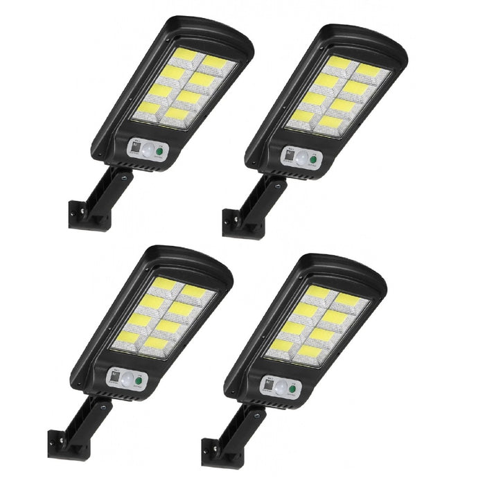 Set 4 x lampi solare stradale, cu 8 cadre, 160 LED-uri, 30W, pe inductie, senzor miscare, pentru curte, alee