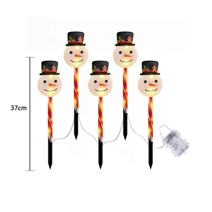 Set 5 Lampi solare LED, Figurine Om de Zapada, 37cm Inaltime, pentru Gradina, Alb-Rosu-Negru