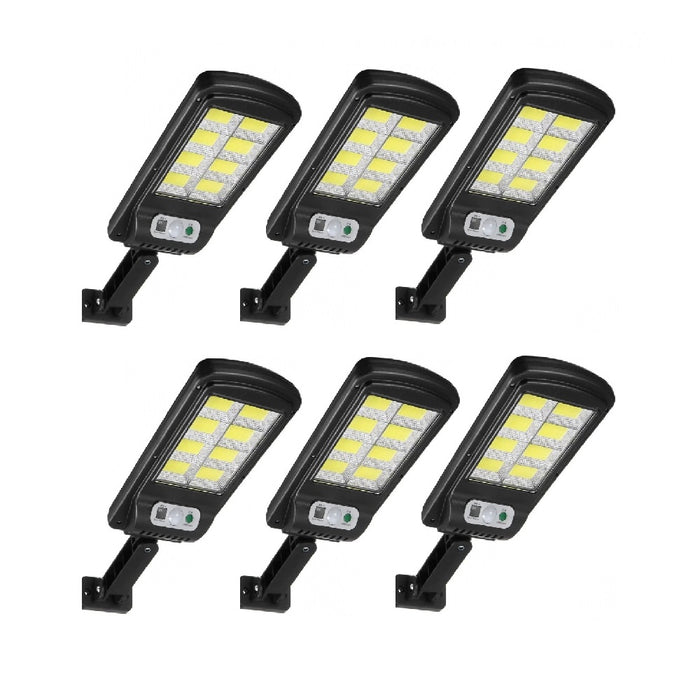 Set 6 x lampi solare stradale, cu 8 cadre, 160 LED-uri, 30W, pe inductie, senzor miscare, pentru curte, alee