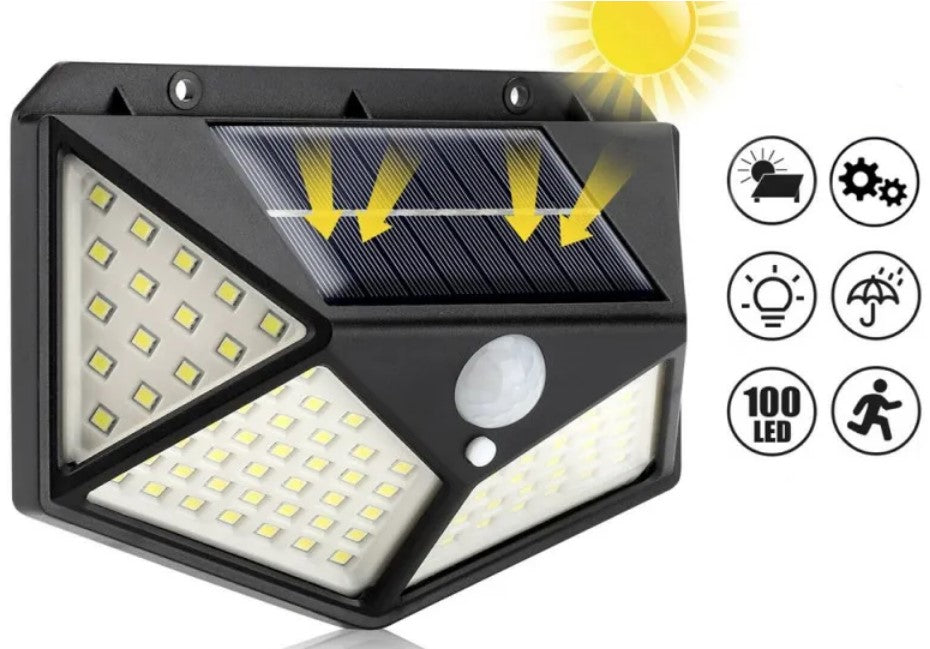 Set 8 Lampi Solare, ULTRA 100 LED, cu senzor de miscare si lumina 3 moduri ILUMINARE