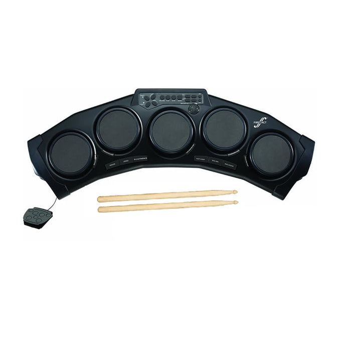 Set Tobe Electronice Interactive pentru copii, cu 2 Bete, 5 pad-uri de tobe, 70x28x10cm. Negru