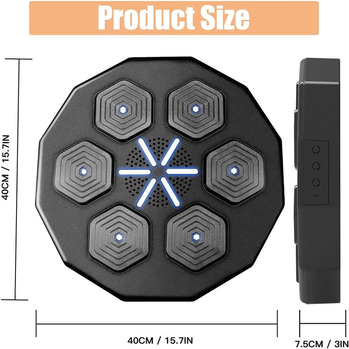 Set aparat de box interactiv cu manusi, cu senzori, muzica, lumini LED si bluetooth, negru