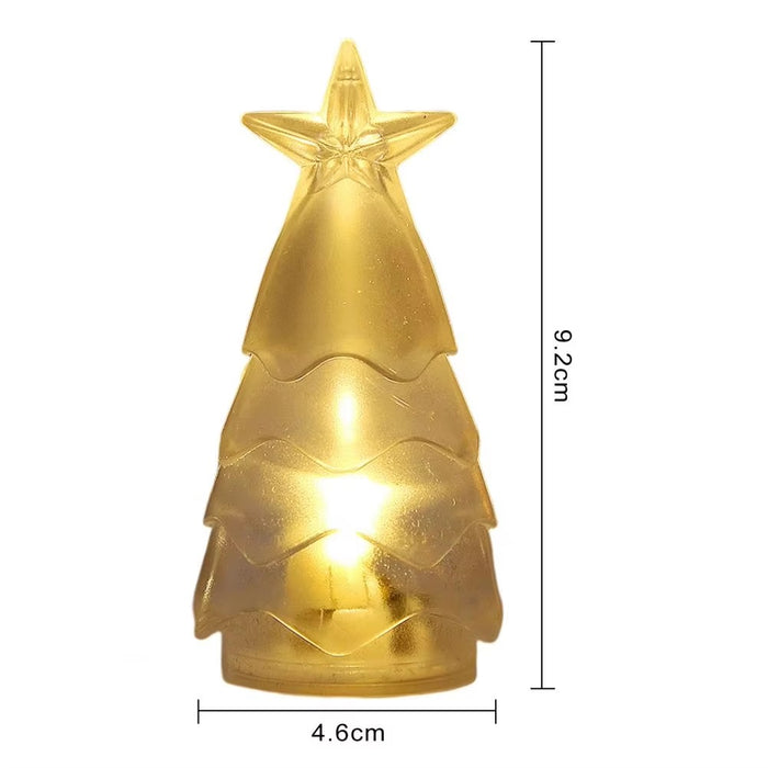 6 dekoratív LED gyertyával, karácsonyfa formájában, 9 cm hosszú, fehér/sárga fényben