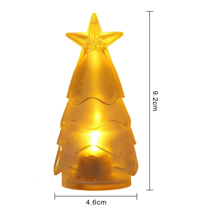 6 dekoratív LED gyertyával, karácsonyfa formájában, 9 cm hosszú, fehér/sárga fényben