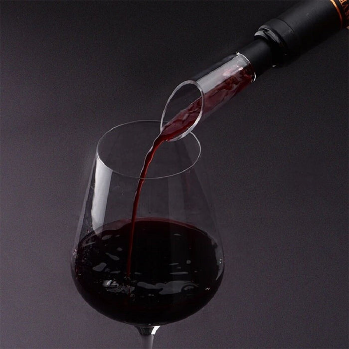 Set cu tirbuson electric, cutter, aerator si doppentru sticlele de vin, design elegant, negru-argintiu