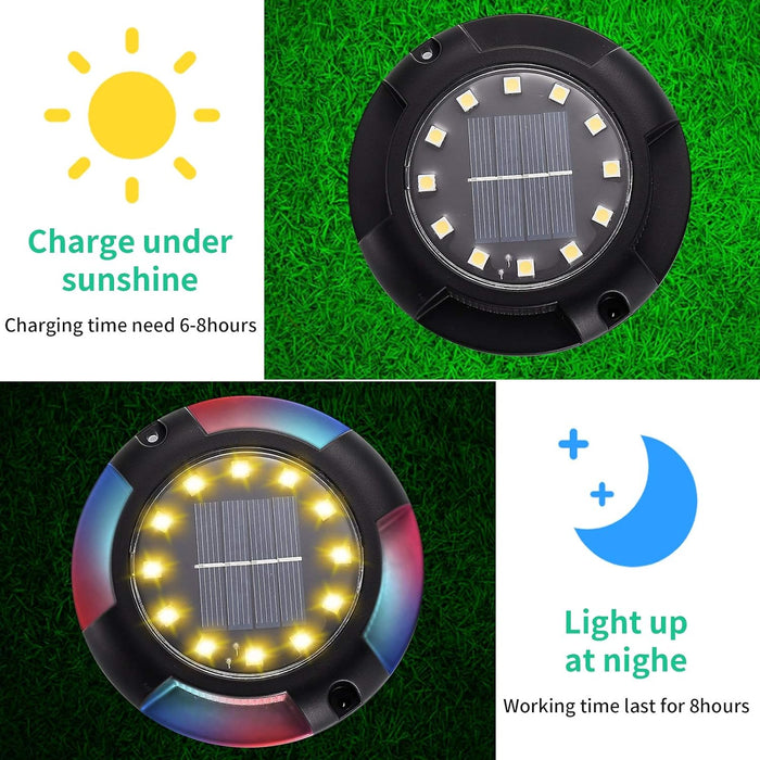 Set de 4 lampi solare pentru gradina, gazon, pardoseala, alee sau perete cu LED-uri RGB, IP65