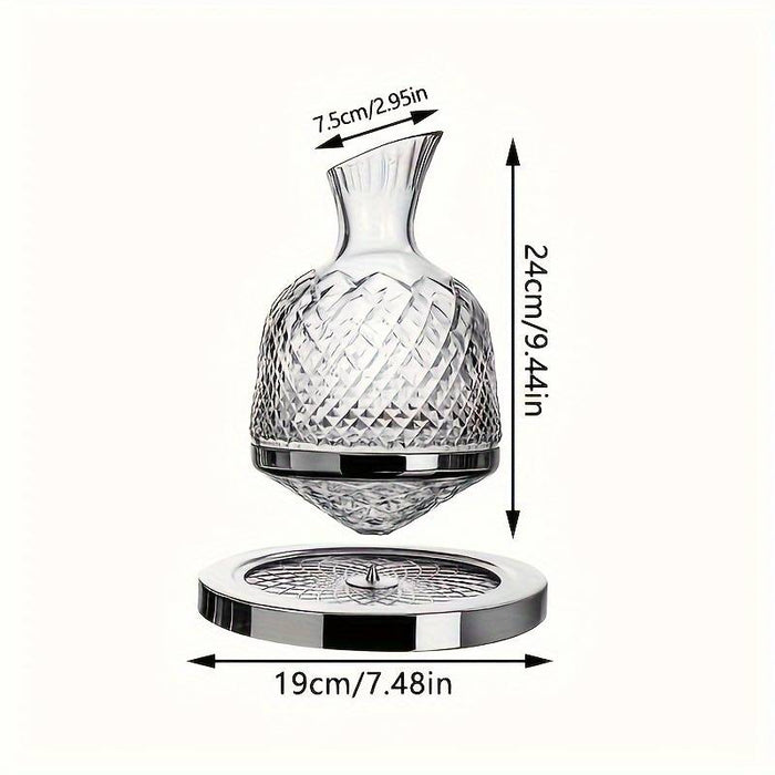 Decantor de bauturi, rotativ 360 grade, cu suport, 1.6l, sticla, transparent