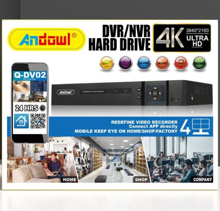 Σύστημα DVR/NVR με 4 κανάλια DV02 και H265 HDMI, 4K Ultra HD, Black