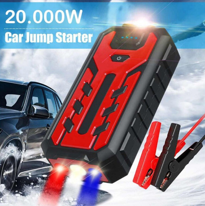 Multifunkcionális CAR -Starter D1020, külső akkumulátor, zseblámpa, 20 000 mAh, 400a kezdőáram, piros fekete