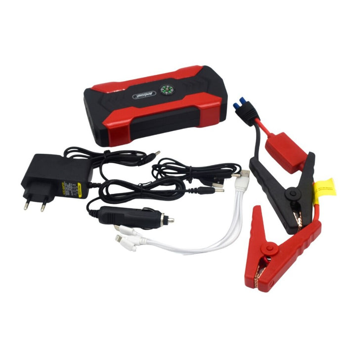 Multifunkcionális CAR-Starter D1030, 15000MAH, 12V-19V Kimenet, 4 USB kimenet, ELETRONIC kijelző, Fekete piros