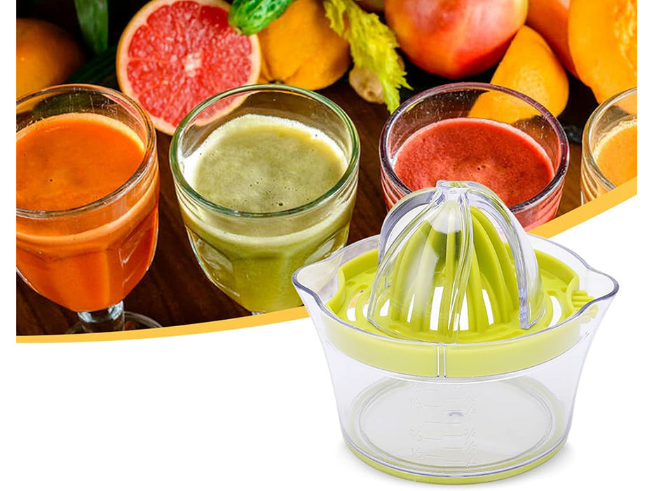 Χειροποίητο juicer εσπεριδοειδών, πλαστικό, διαφανές δοχείο με χωρητικότητα 400ml και κόσκινο για σπόρους, πράσινο