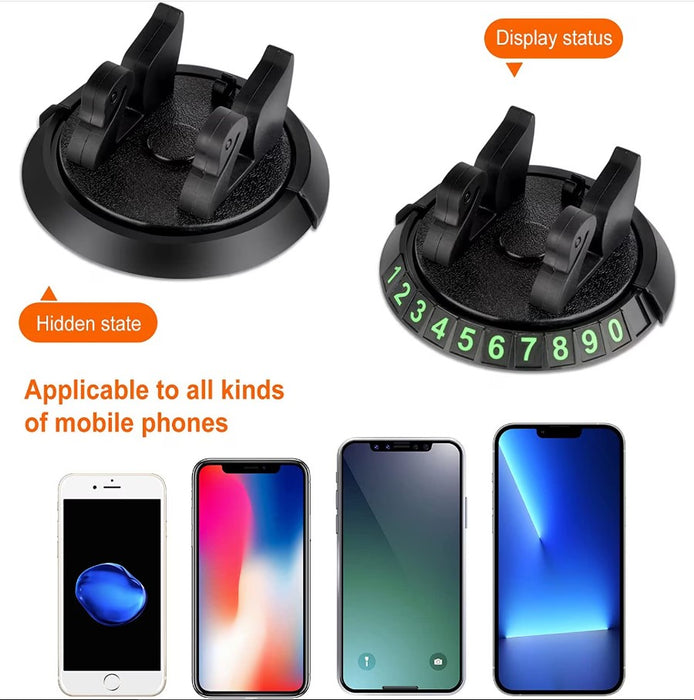 Suport auto pentru telefon 4 in 1, rotativ 360°, cu covoras antiderapant, numar de telefon, compartiment odorizant, negru cu rosu