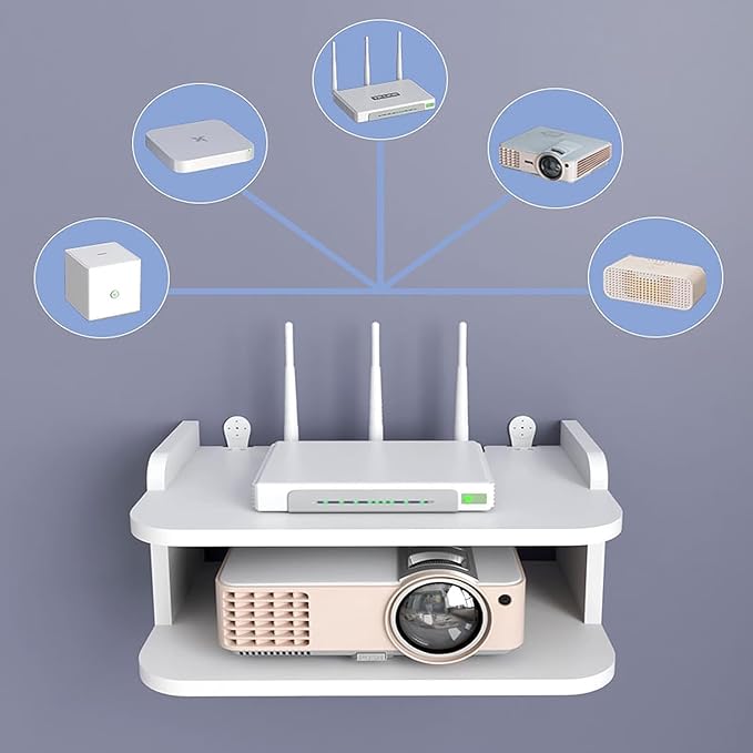 Suport de perete pentru router si alte obiecte, 20x30x14cm, alb