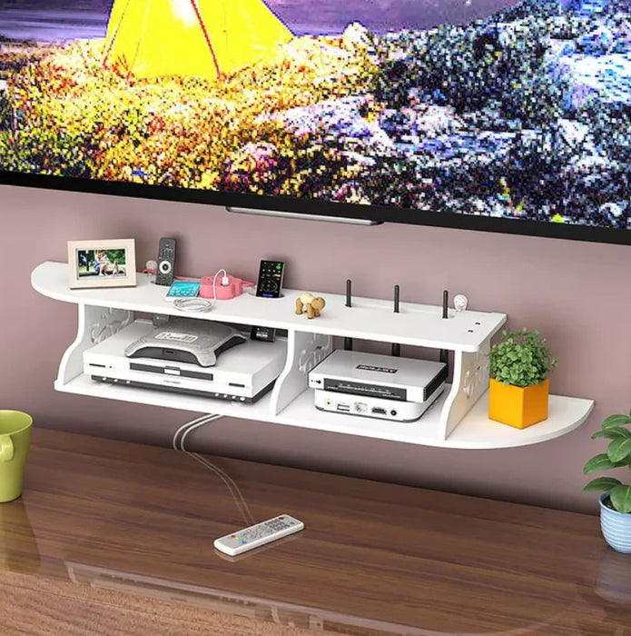 Suport elegant pentru router si alte dispozitive sau obiecte de decor, 100x23cm, alb