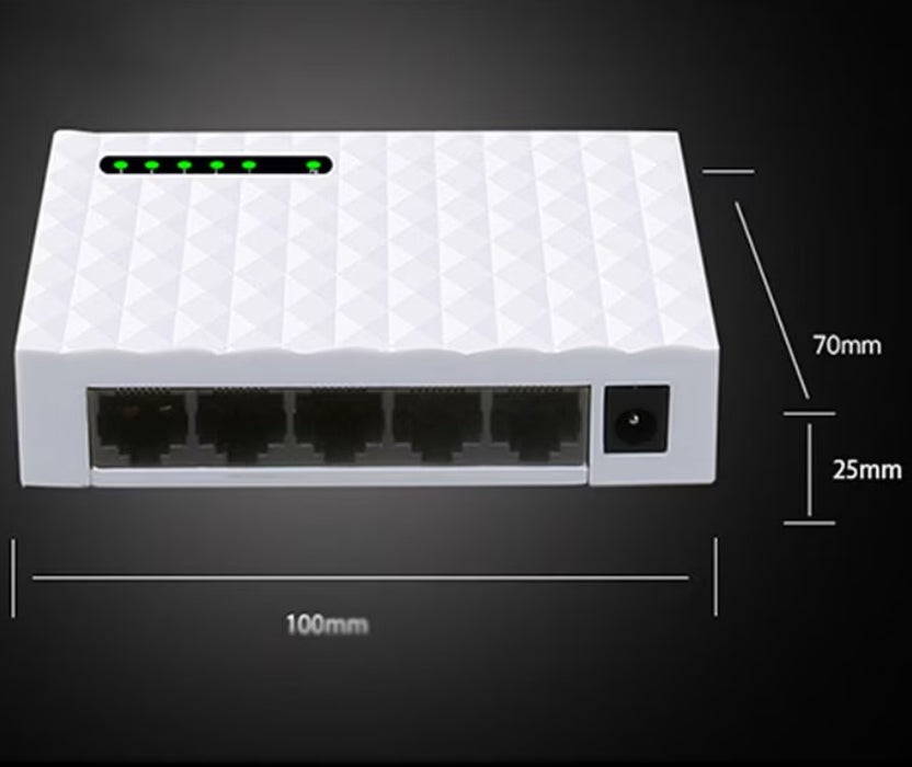 Превключете интернет с 5 порта, JH01 Plug and Play, 100/1000Mbps, MDI/MDIX автомобил, бяло