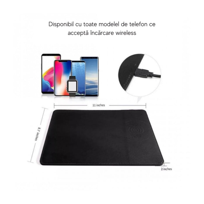 Mouse Pad cu incarcator wireless de 10W si indicator LED