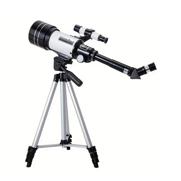 Telescop Astronomic Monocular 400mm (f/5.7), cu Trepied, Alb-Argintiu-Negru