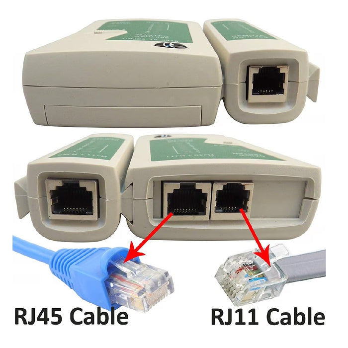 A LAN hálózati kábelek tesztelője, RJ45, RJ11, N21CL, CAT5, Ethernet és Line, Call, White/Green