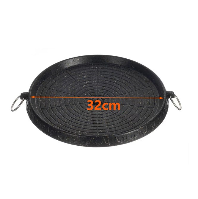 Tigaie rotunda pentru gratar AO78288, 32cm, cu strat antiaderent, negru