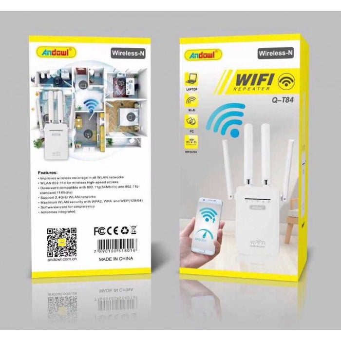 Amplificator semnal wireless WLAN de 2,4 GHz, pana la 300Mbps, Q-T84 Andowl