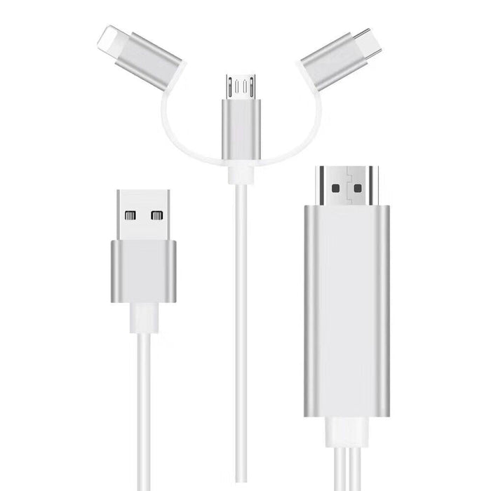 3in1 adapter, a HDMI-től a Lightning/MicroUSB/USB-C-ig, 4K lejátszás, kábelhossz 2M