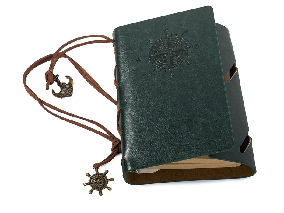 Eco -Leather Retro/Vintage Agenda, 70 Sheets A6, 15 x 10 cm, Dark Green