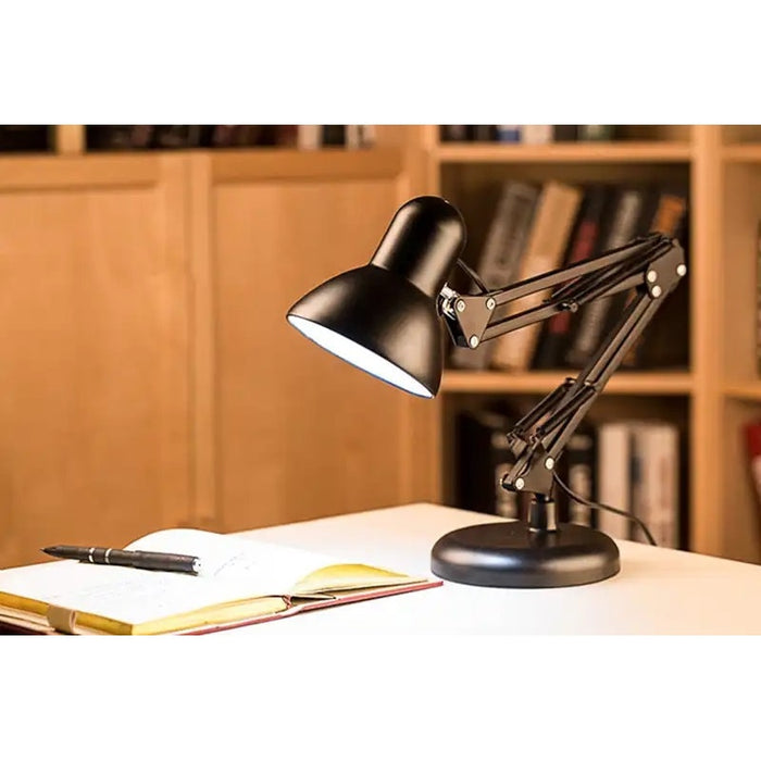 Office Lamp + крушка, захранване 40W, E27 основа, регулируема ръка, черно