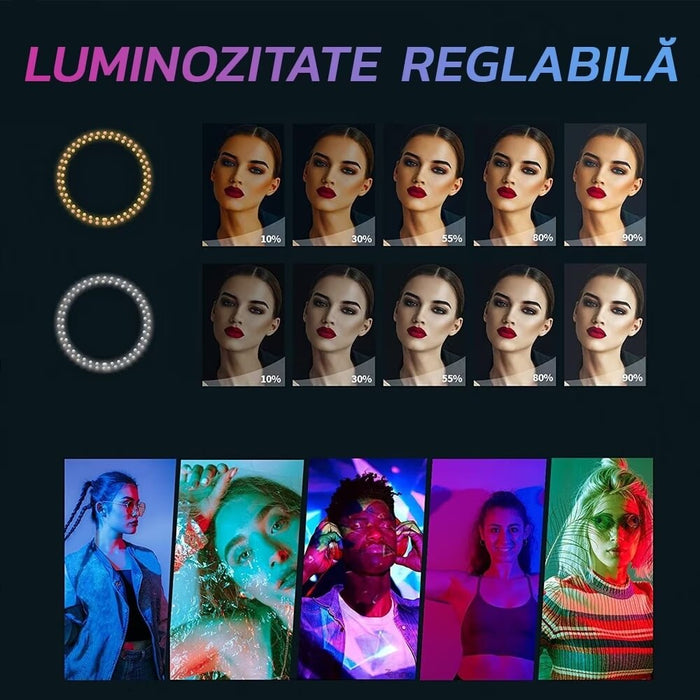 Επαγγελματική κυκλική λάμπα LED Ring Light RGB, διάμετρο 30cm/12 ίντσες, ισχύ 11W, τρίποδο 210cm