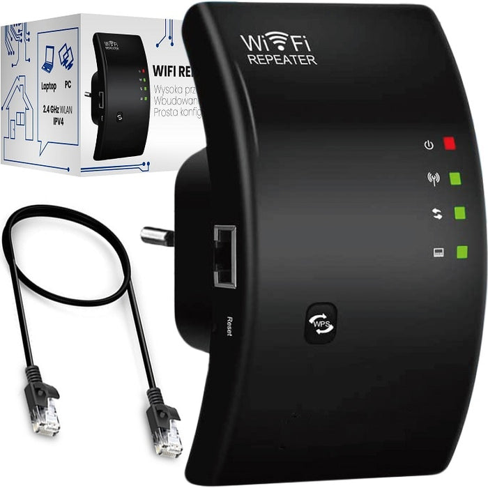Amplificator semnal wireless, WiFi Range Extender, 300Mbps, WLAN 2.4 GHz Negru
