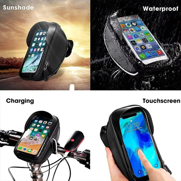 Κάτοχος τηλεφώνου ποδηλάτου με τσάντα/κάλυμμα, με τοποθέτηση τιμονιού, μαύρο