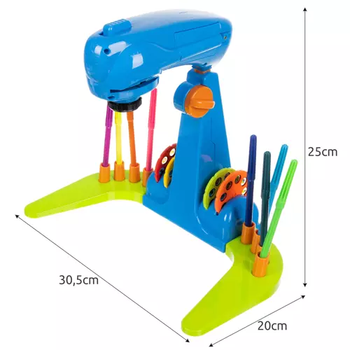 Proiector imagini pentru desenat, 4 discuri cu 32 modele diferite, Markere si notebook incluse