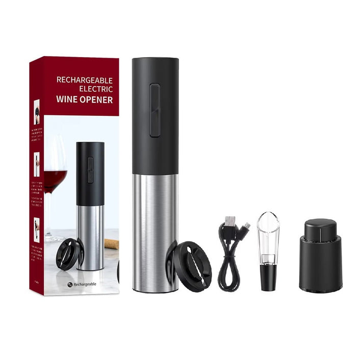 Set Tirbuson Electric 4 in 1, cu Taietor de Folie, dop, aerator si alimentare USB