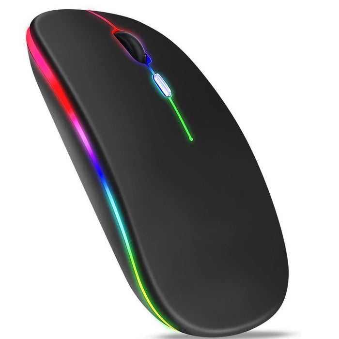 Mouse Wireless Reincarcabil, Ultra Slim, Silentios, LED RGB, Negru