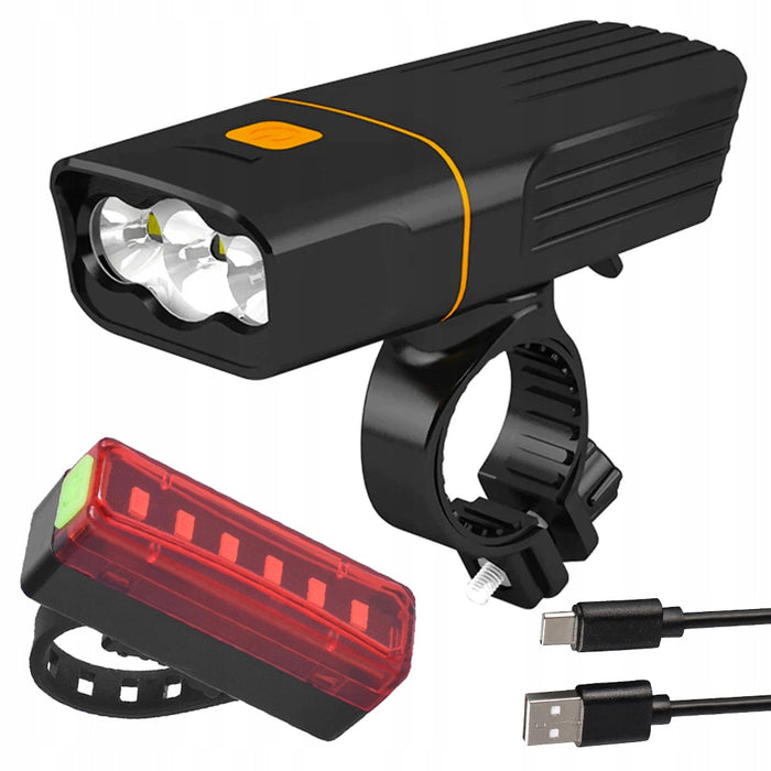 Kit kerékpár LED-es lámpákkal, előlap, USB terhelés, fekete