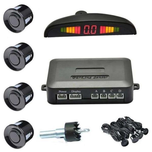 Senzori parcare auto detector parktronic display radar monitor 4 senzori, Universal, Negru