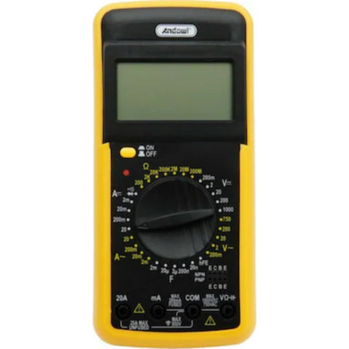 Ψηφιακό πολύμετρο με περίπτωση Antisoc, με 2 φρεάτια δοκιμής, κίτρινο-πορτοκαλί